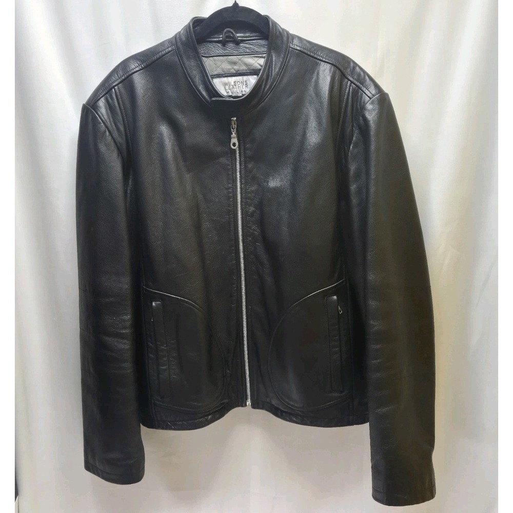Wilson Leather M. Julian Leather Cafe Racer/Moto Jacket Mens XL Black Motorcycle